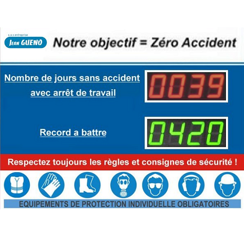 Afficheur Jours Sans Accident Record Et EPI - ADEL Instrumentation